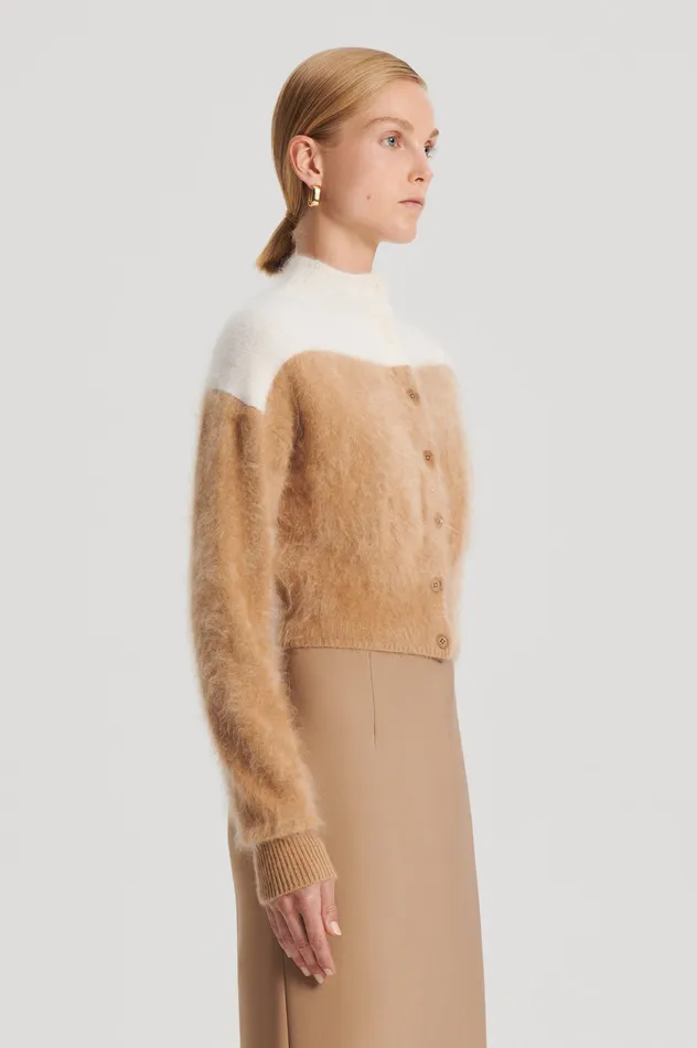 Tops Scanlan Theodore Women CASHMERE BRUSHED CARDIGAN CAMELCREAM Tops Scanlan Theodore Women CASHMERE BRUSHED CARDIGAN CAMELCREAM