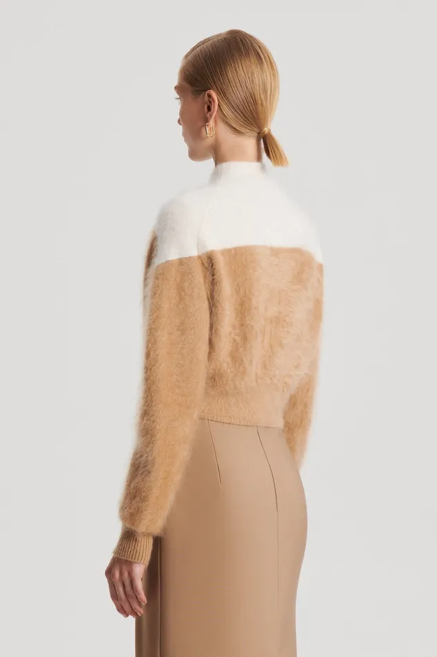 Tops Scanlan Theodore Women CASHMERE BRUSHED CARDIGAN CAMELCREAM Tops Scanlan Theodore Women CASHMERE BRUSHED CARDIGAN CAMELCREAM