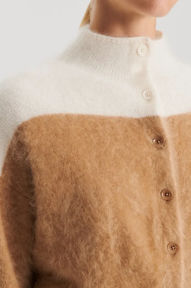 Tops Scanlan Theodore Women CASHMERE BRUSHED CARDIGAN CAMELCREAM Tops Scanlan Theodore Women CASHMERE BRUSHED CARDIGAN CAMELCREAM