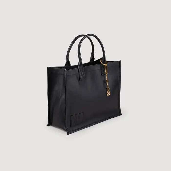 Tote Bags Women SANDRO Leather Tote Bag With Chain Jewelry Black