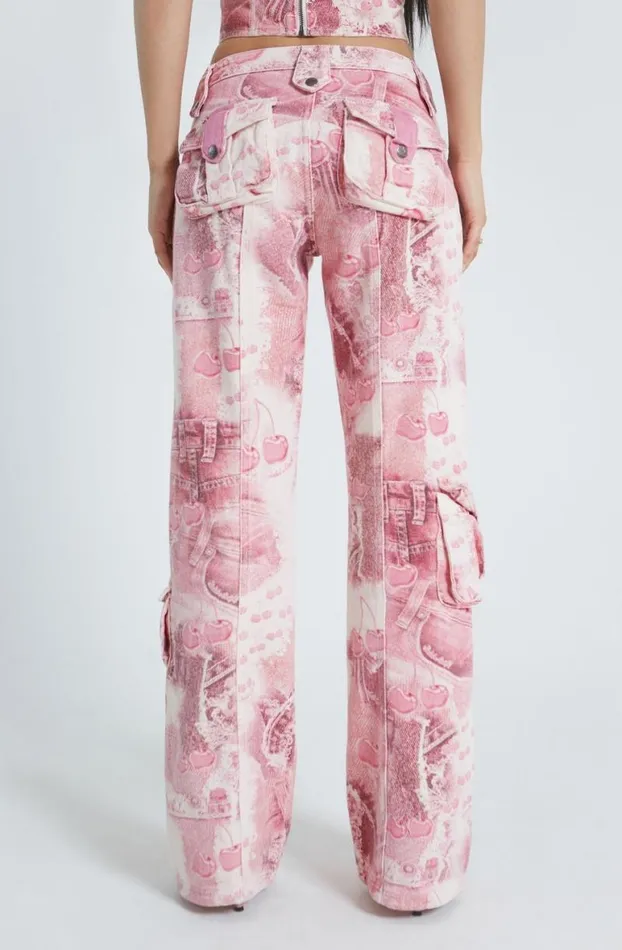 Trousers Women Jaded London Cherry Babygirl Denim Cargo Trousers