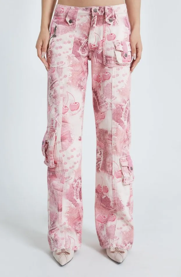 Trousers Women Jaded London Cherry Babygirl Denim Cargo Trousers