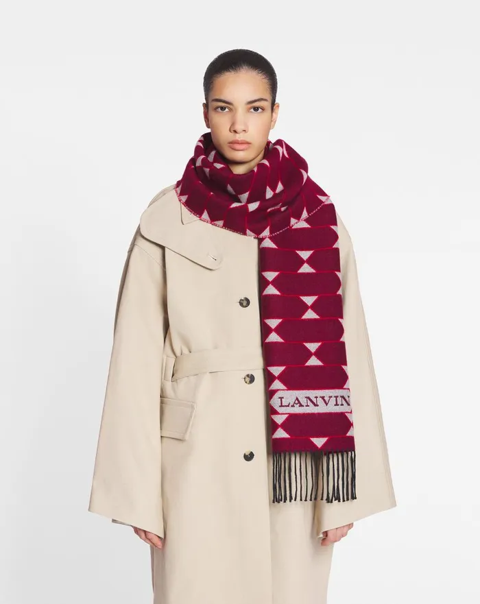 Twotone Wool Scarf Light Beigered Men Lanvin Scarves Twotone Wool Scarf Light Beigered Men Lanvin Scarves