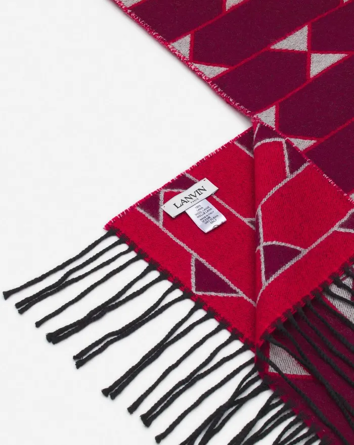 Twotone Wool Scarf Light Beigered Men Lanvin Scarves Twotone Wool Scarf Light Beigered Men Lanvin Scarves