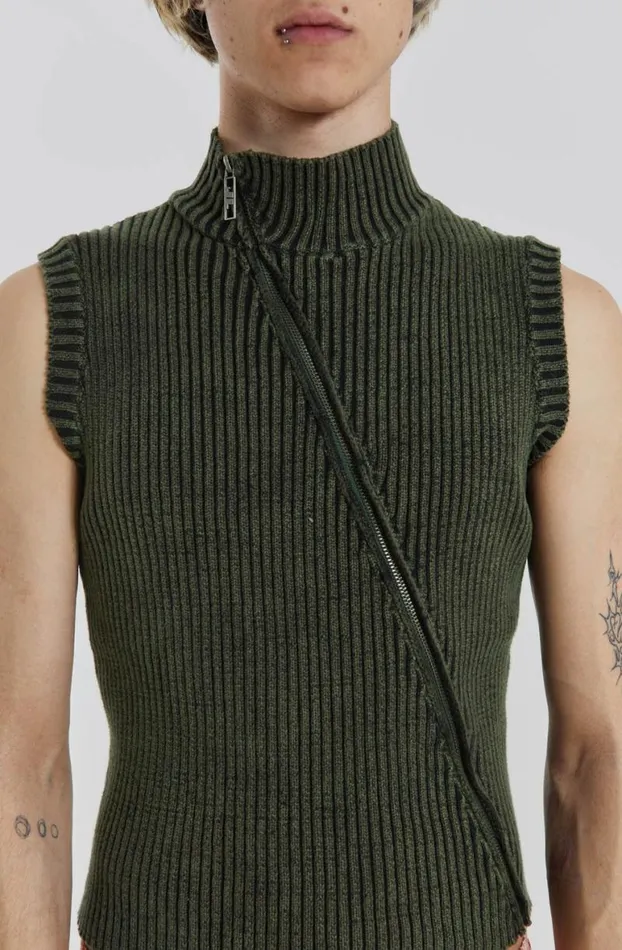 Vests Men Jaded London Lure Asymmetric Knit