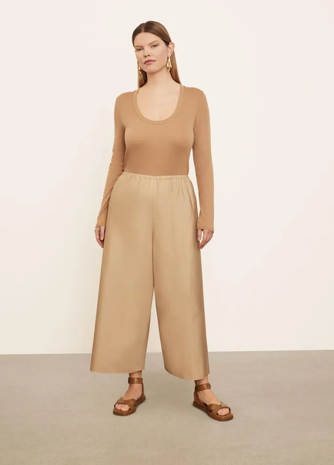 Vince Extended Sizes Women Poplin Bias Culotte Khaki