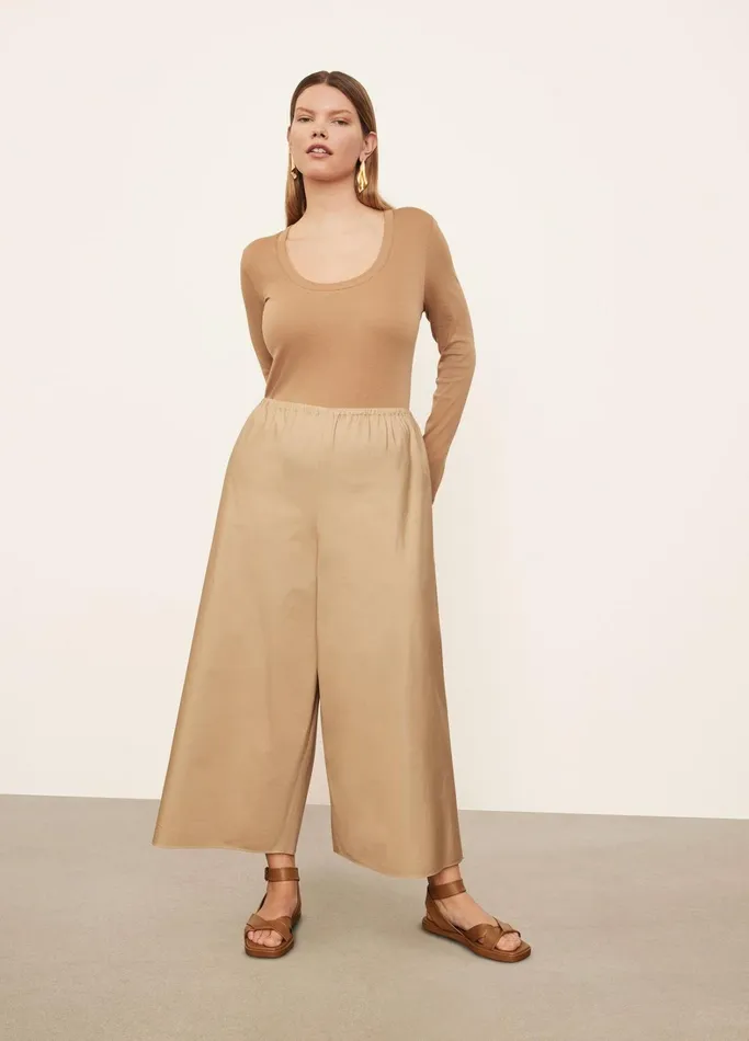 Vince Extended Sizes Women Poplin Bias Culotte Khaki