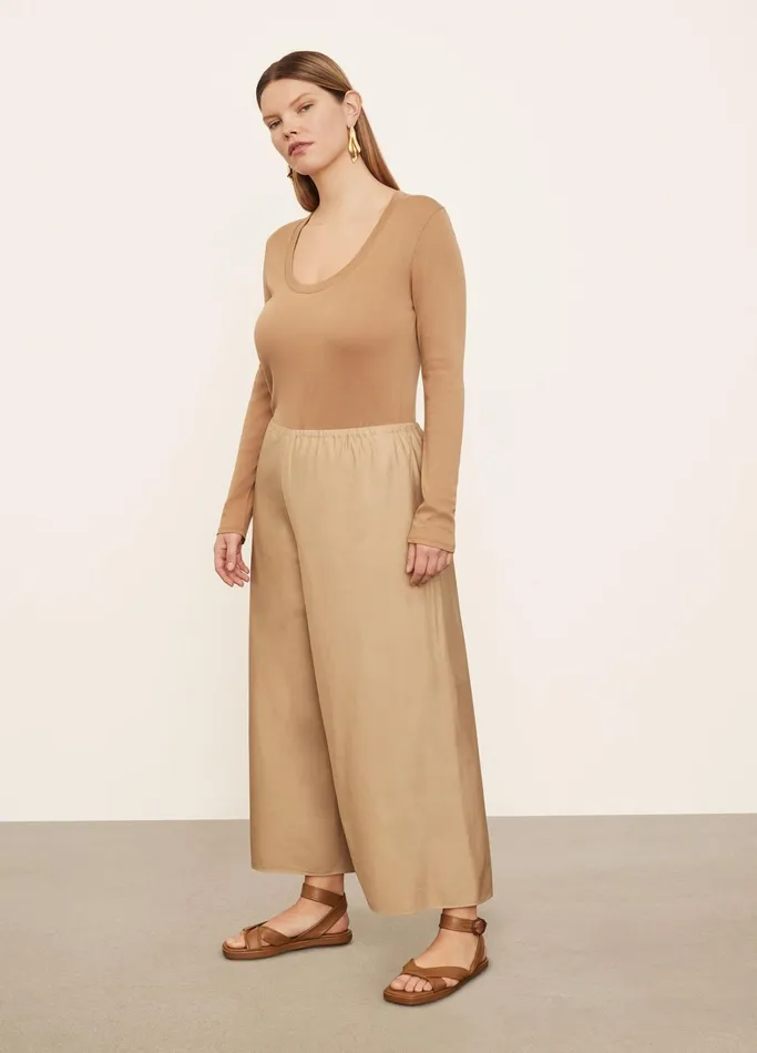 Vince Extended Sizes Women Poplin Bias Culotte Khaki