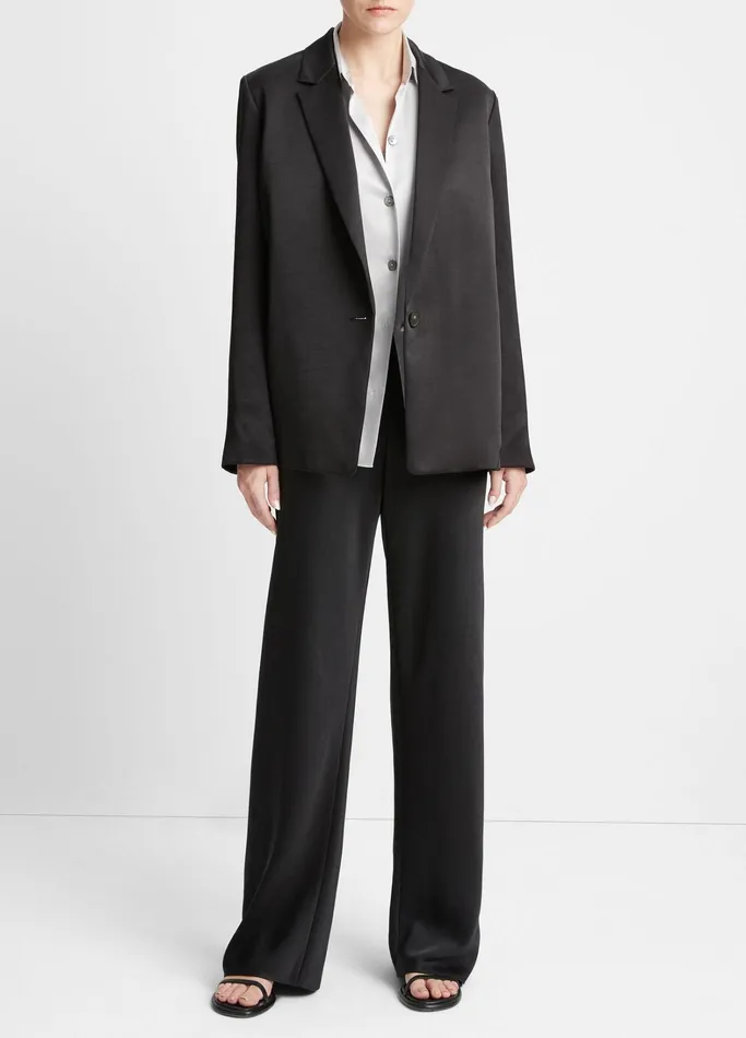 Vince Jackets and Outerwear Women Fluid Satin Blazer Black
