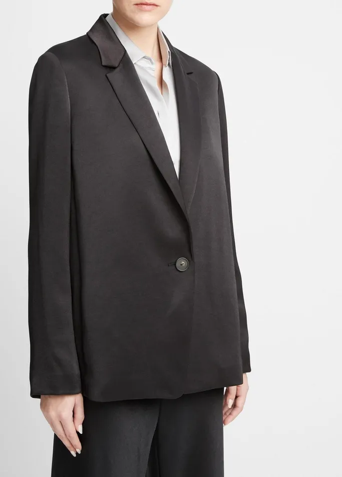 Vince Jackets and Outerwear Women Fluid Satin Blazer Black