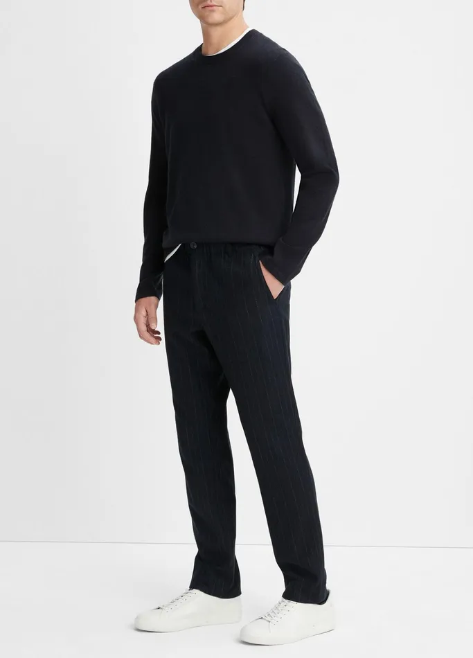 Vince Pants and Shorts Men Pinstripe Virgin WoolBlend Flannel Trouser Coastal Bluebone