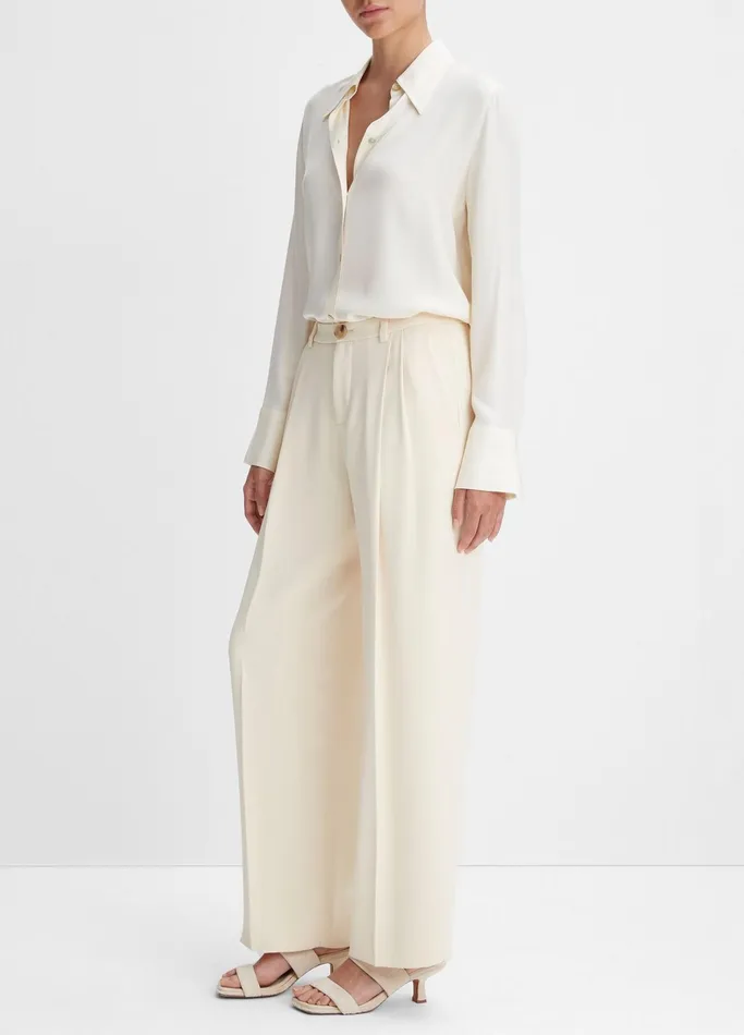 Vince Pants and Shorts Women DropWaist Pleated Crepe Trouser Birch