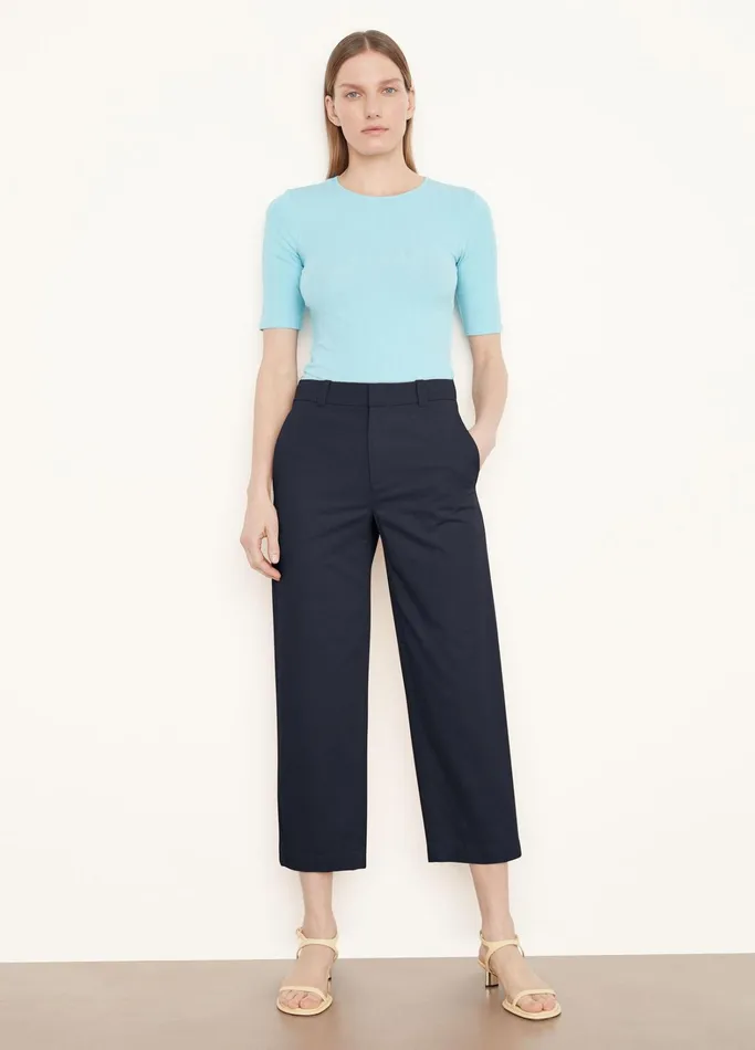 Vince Pants and Shorts Women MidRise Washed Cotton Crop Pant Coastal Blue