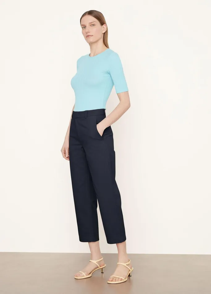 Vince Pants and Shorts Women MidRise Washed Cotton Crop Pant Coastal Blue