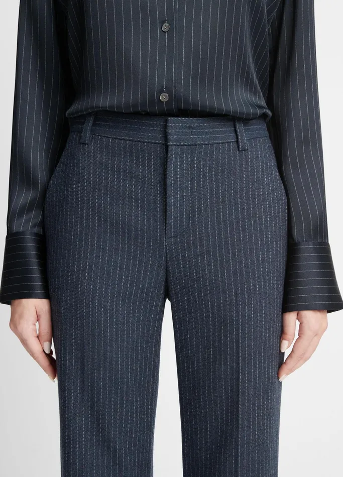 Vince Pants and Shorts Women Pinstripe Flannel Trouser Dark Obsidiansilver Dust