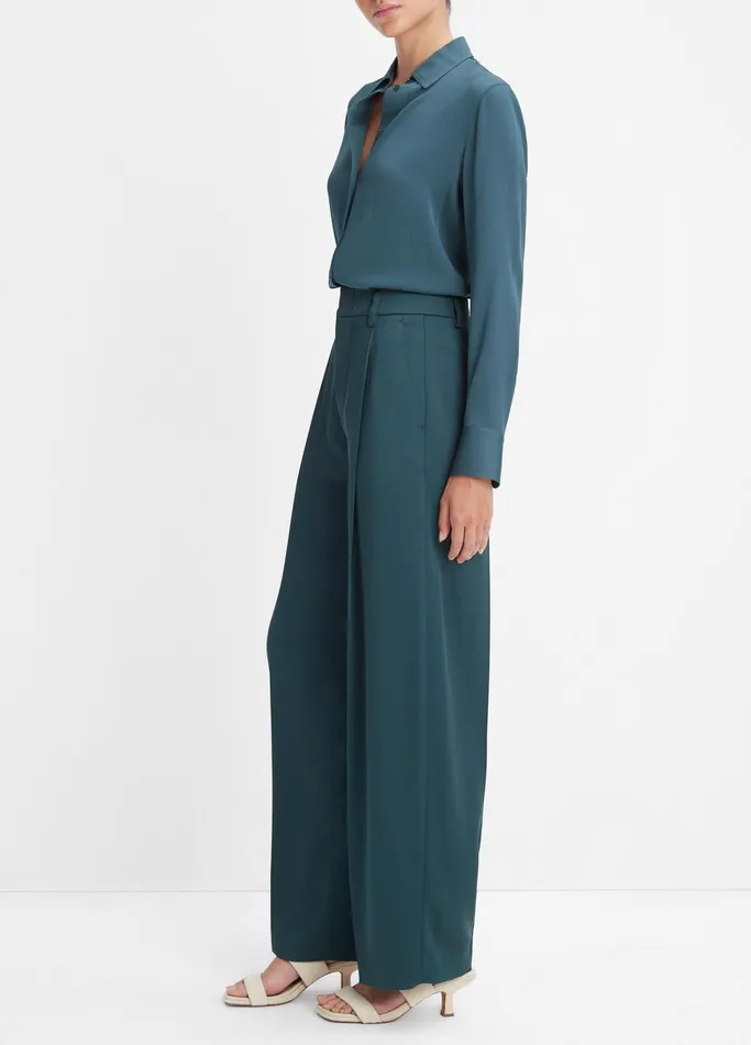 Vince Pants and Shorts Women Satin WideLeg Pant Deep Hunter
