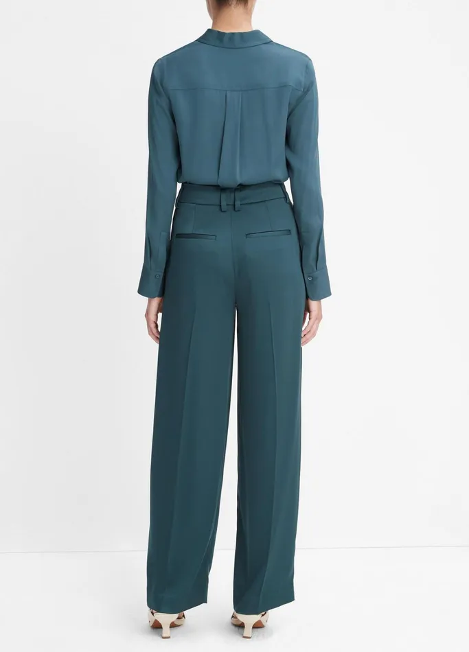 Vince Pants and Shorts Women Satin WideLeg Pant Deep Hunter