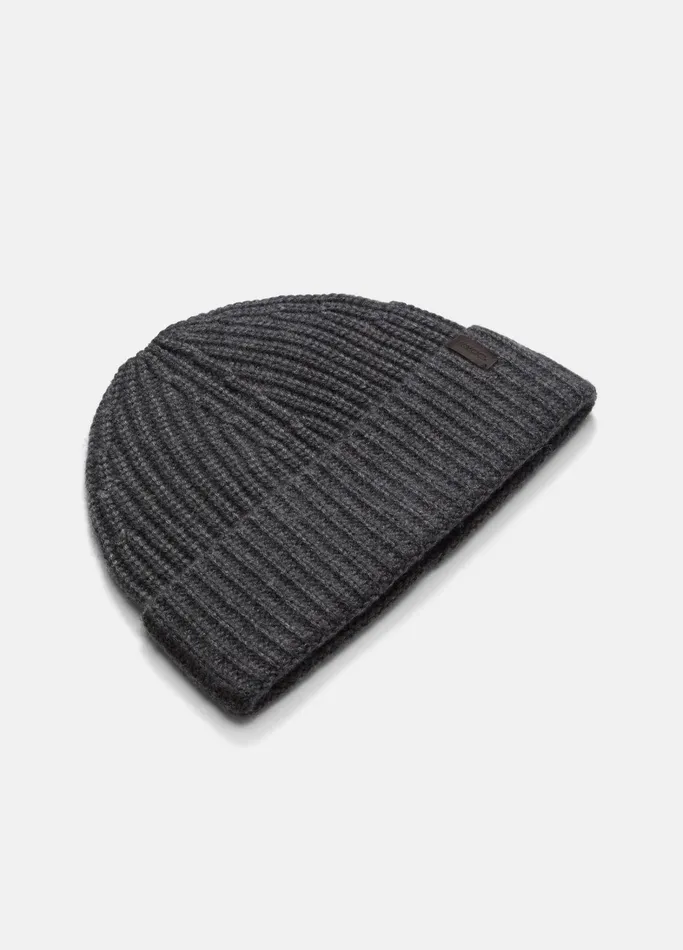 Vince Scarves Hats and Gloves Men WoolCashmere ShakerStitch Hat Charcoal
