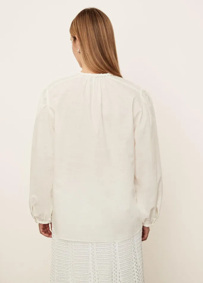 Vince Shirts and Tops Women Braid Trim Band Collar Blouse Optic White