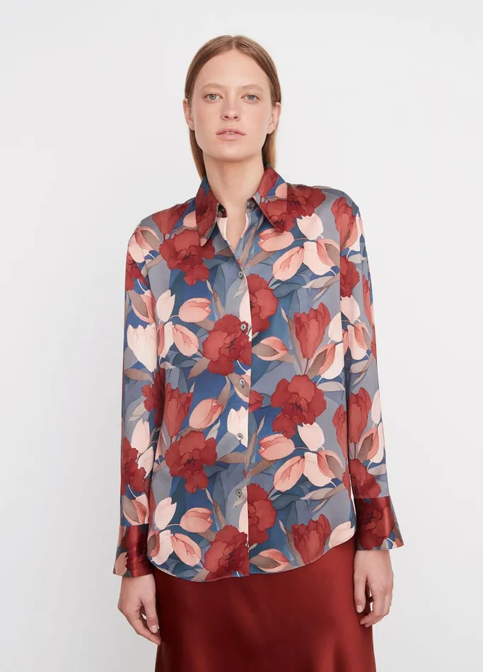 Vince Shirts and Tops Women Nouveau Magnolia Silk Relaxed Shirt Twilight