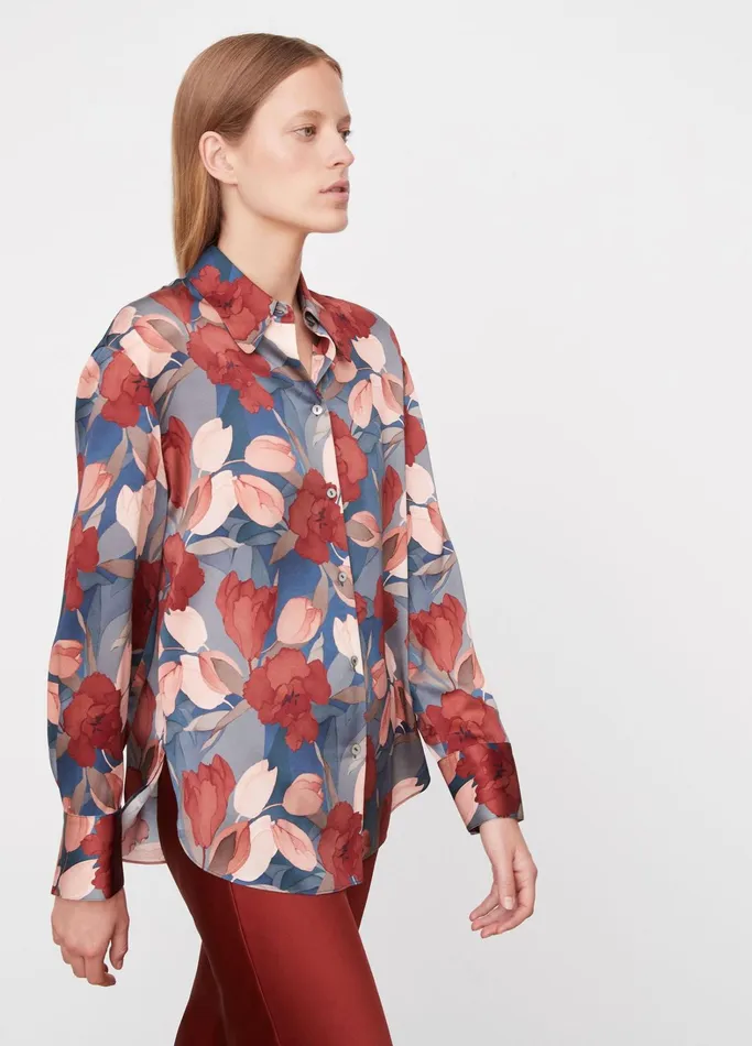 Vince Shirts and Tops Women Nouveau Magnolia Silk Relaxed Shirt Twilight