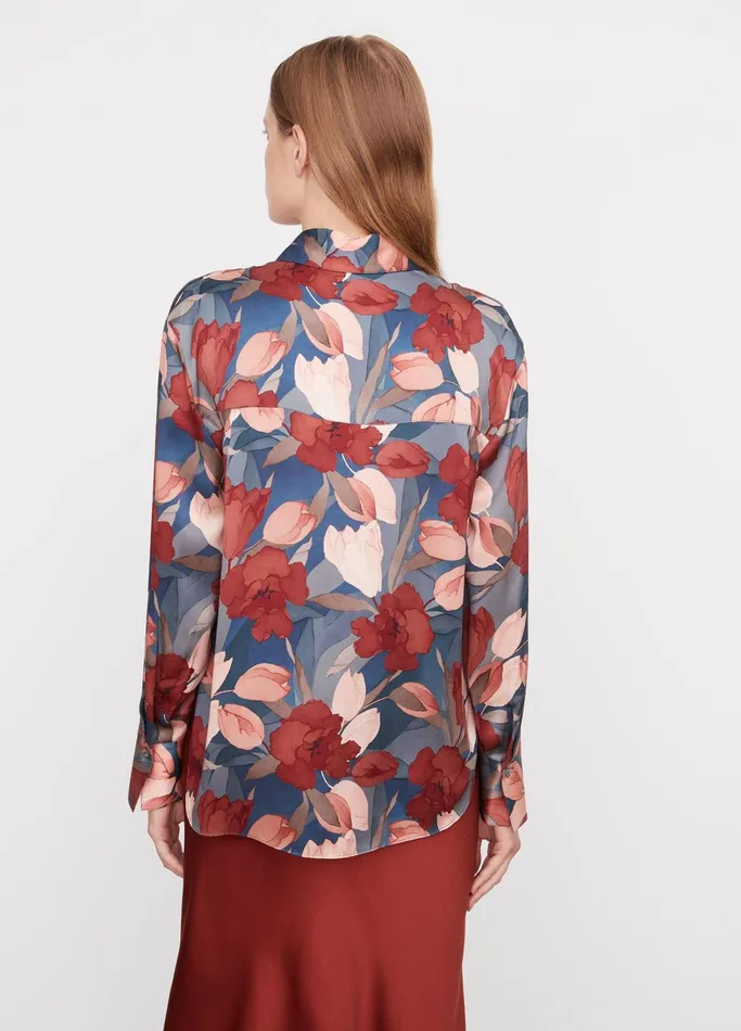 Vince Shirts and Tops Women Nouveau Magnolia Silk Relaxed Shirt Twilight