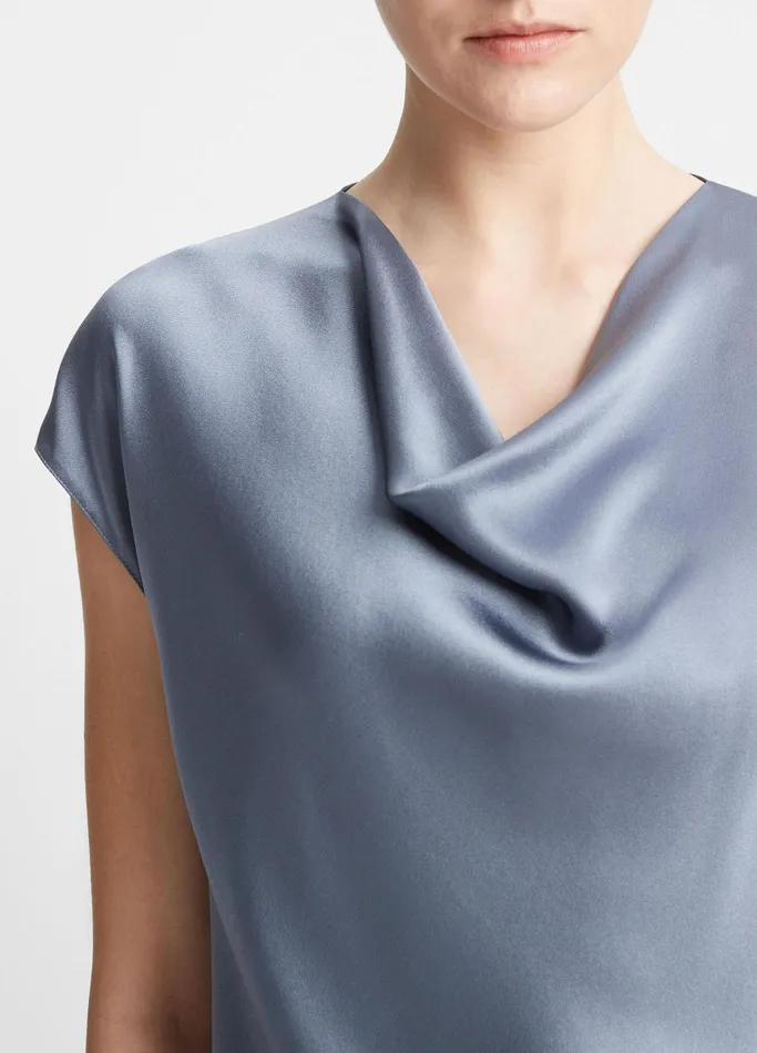Vince Shirts and Tops Women Silk CowlNeck Blouse Iris Smoke
