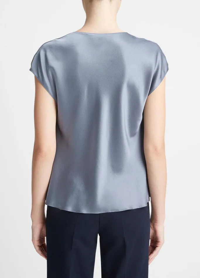 Vince Shirts and Tops Women Silk CowlNeck Blouse Iris Smoke