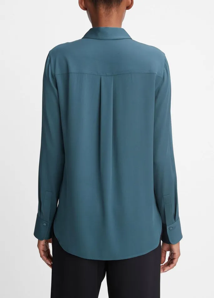 Vince Shirts and Tops Women StretchSilk SlimFit Shirt Azurine