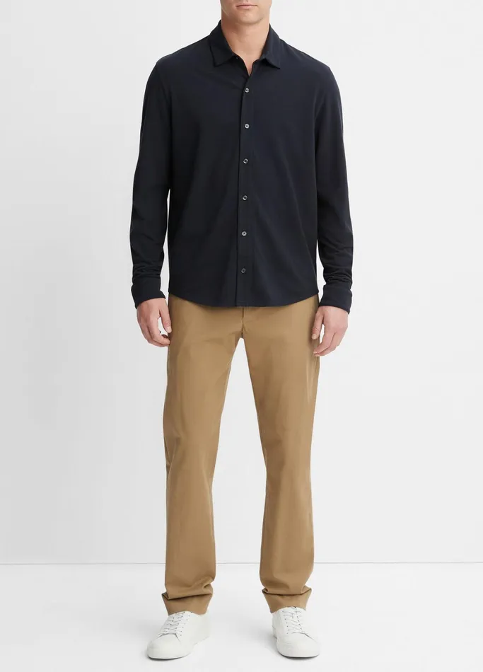 Vince Shirts Men Cotton Piqu ButtonFront Shirt Coastal Blue