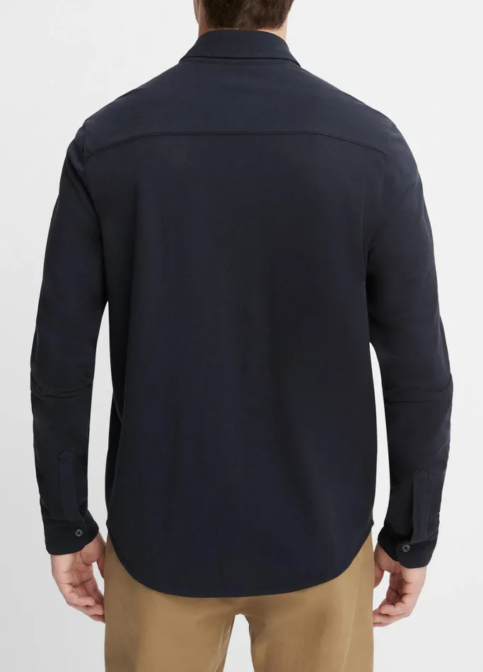 Vince Shirts Men Cotton Piqu ButtonFront Shirt Coastal Blue