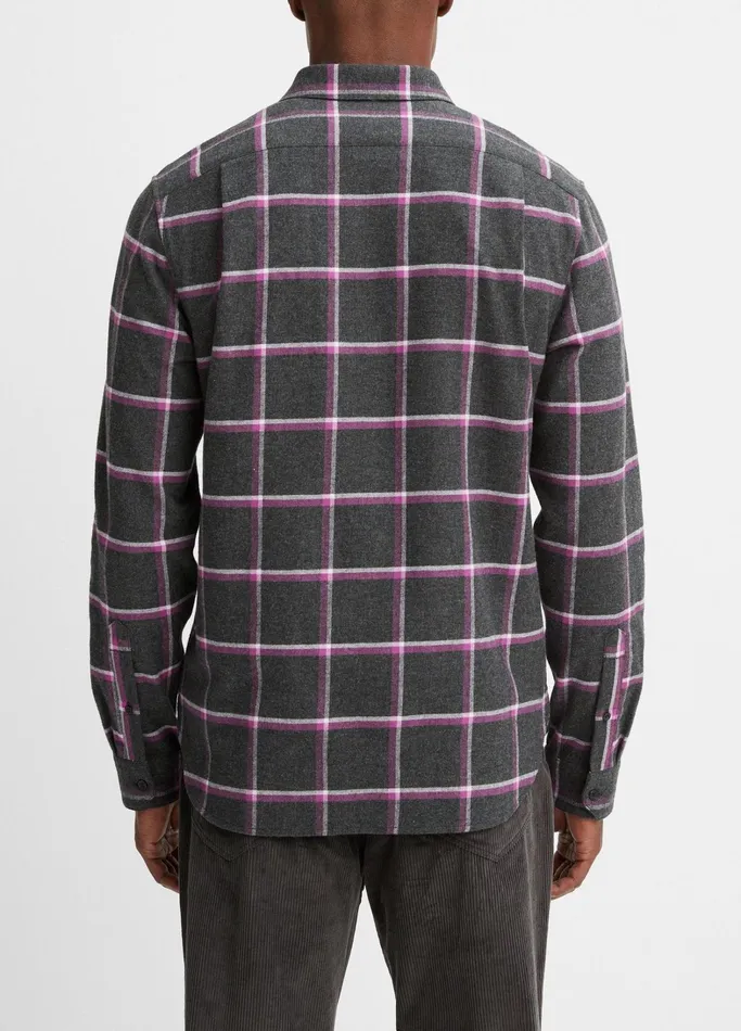 Vince Shirts Men Skipton Plaid LongSleeve Shirt Heather Blackpurple Stone