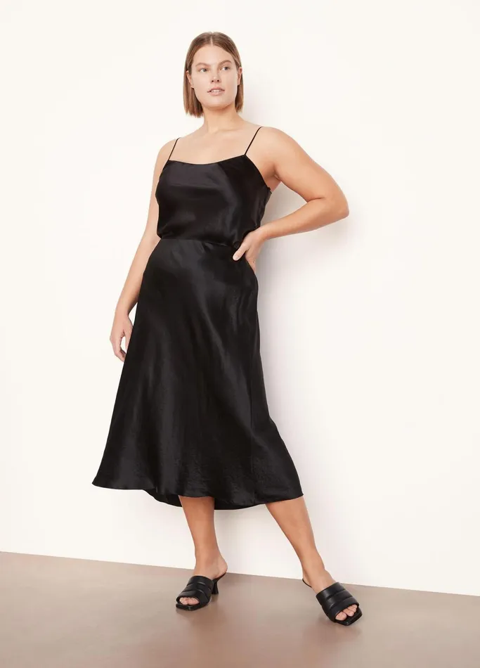 Vince Skirts Women Satin Slip Skirt Black