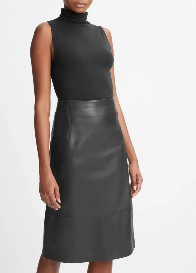 Vince Skirts Women Tailored Leather Skirt Black