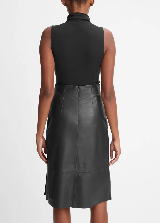 Vince Skirts Women Tailored Leather Skirt Black