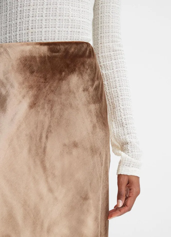 Vince Skirts Women Velvet Slip Skirt Gold Shadow
