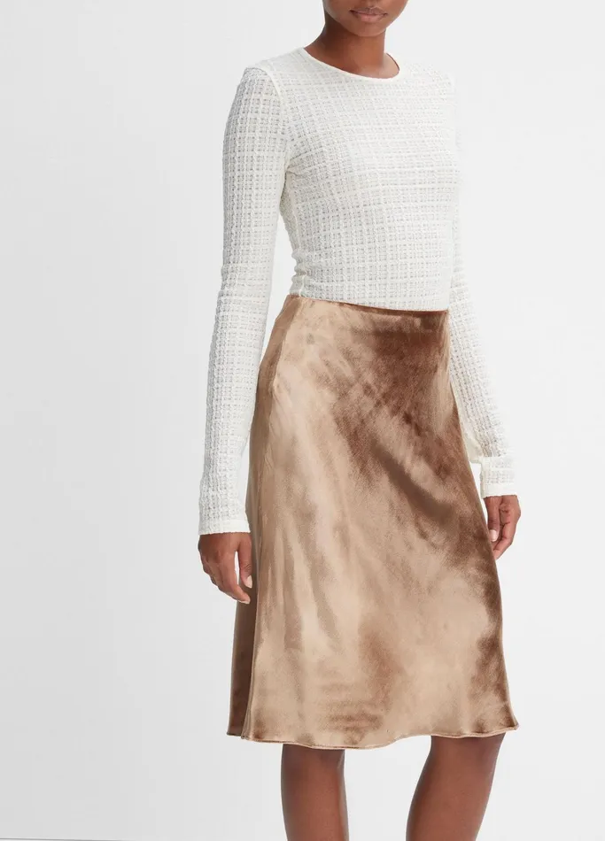 Vince Skirts Women Velvet Slip Skirt Gold Shadow