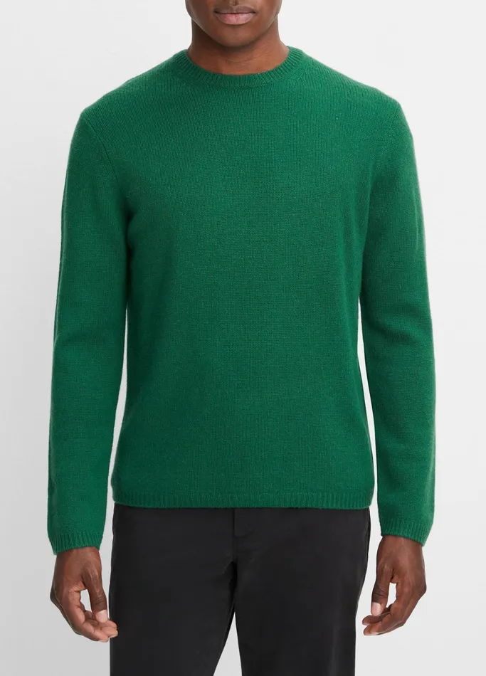 Vince Sweaters Men Cashmere Crew Neck Sweater Huntington Green