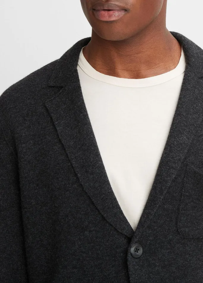 Vince Sweaters Men NotchedLapel Cardigan Heather Black