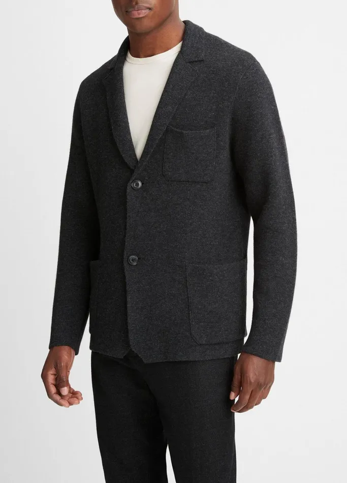 Vince Sweaters Men NotchedLapel Cardigan Heather Black