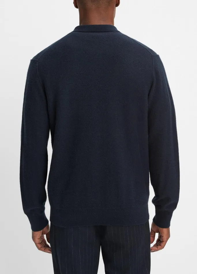 Vince Sweaters Men Plush Cashmere QuarterZip Sweater Coastal Blue
