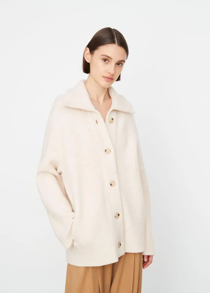 Vince Sweaters Women Button Collared Cardigan Heather Enoki