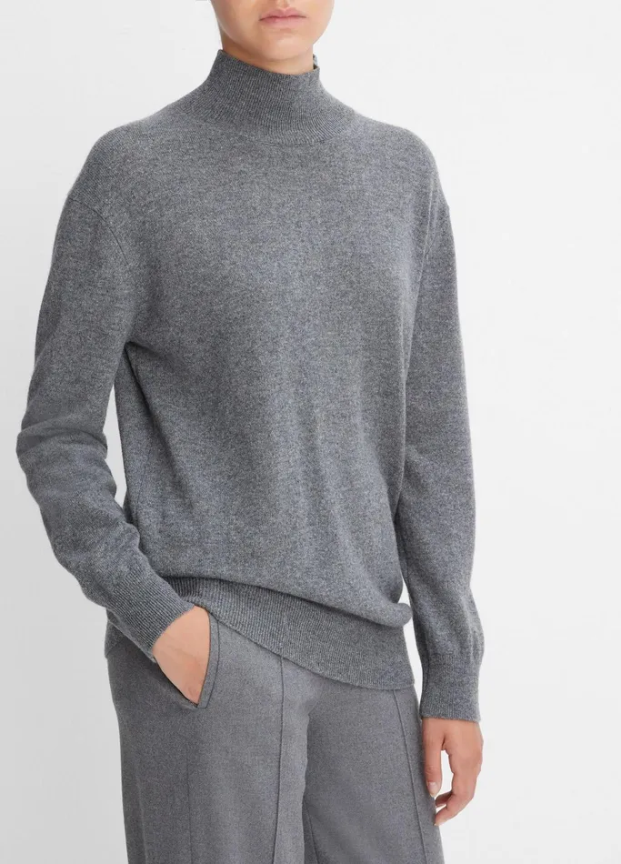 Vince Sweaters Women Cashmere Weekend Turtleneck Sweater Heather Flint