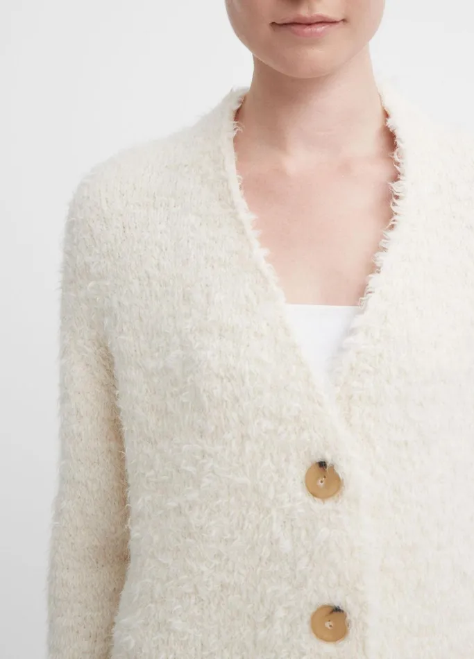 Vince Sweaters Women Oversized Teddy Cardigan Off White