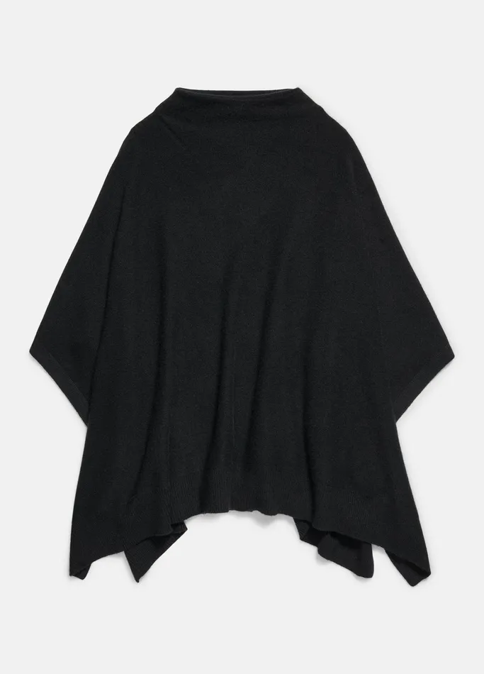 Vince Sweaters Women Plush Cashmere Funnel Neck Poncho Black