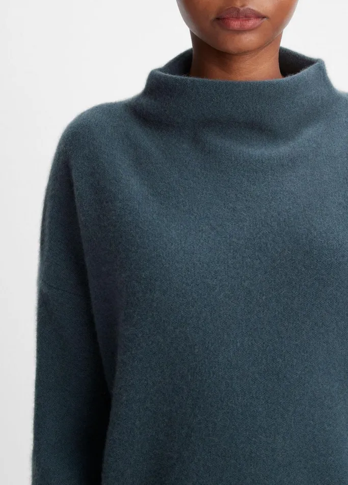 Vince Sweaters Women Plush Cashmere Funnel Neck Sweater Azurine
