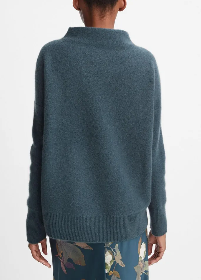 Vince Sweaters Women Plush Cashmere Funnel Neck Sweater Azurine
