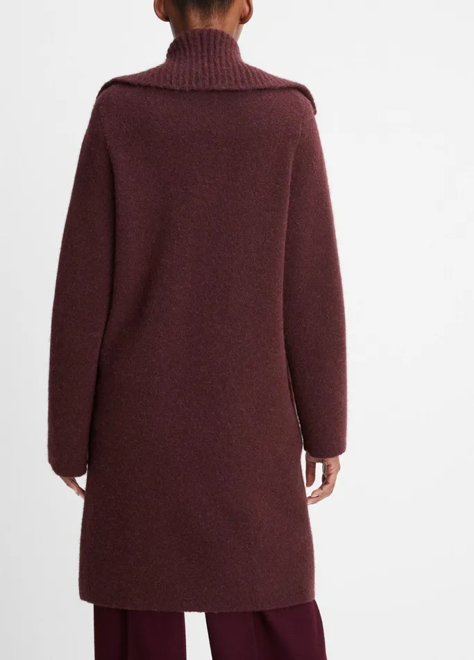 Vince Sweaters Women Ribbed SailorCollar Cardigan Coat Black Cherry