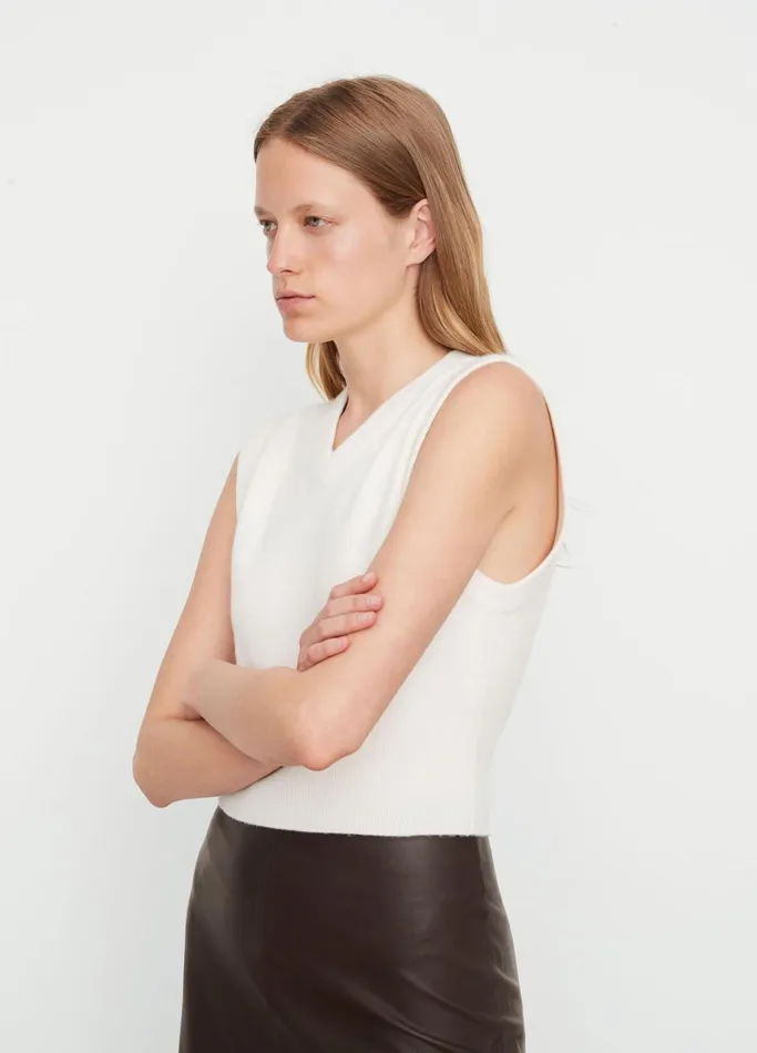 Vince Sweaters Women Shrunken WoolBlend Vest Off White
