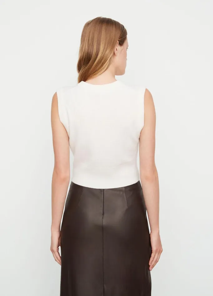 Vince Sweaters Women Shrunken WoolBlend Vest Off White